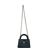 Chanel Small Kelly Shopper Metallic Blue Calfskin Brushed Gold Hardware