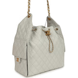 Chanel Medium 25 Hobo Bag Light Grey Caviar Antique Gold Hardware