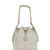Chanel Medium 25 Hobo Bag Light Grey Caviar Antique Gold Hardware