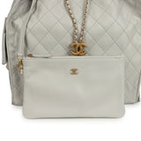 Chanel Medium 25 Hobo Bag Light Grey Caviar Antique Gold Hardware