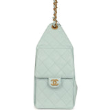 Chanel Small 25 Hobo Bag Light Blue Caviar Antique Gold Hardware