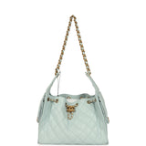 Chanel Small 25 Hobo Bag Light Blue Caviar Antique Gold Hardware