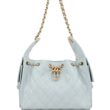 Chanel Small 25 Hobo Bag Light Blue Caviar Antique Gold Hardware