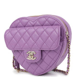 Chanel CC In Love Large Heart Bag with Chain Purple Lambskin Light Gold Hardware