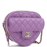 Chanel CC In Love Large Heart Bag with Chain Purple Lambskin Light Gold Hardware