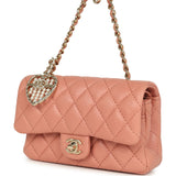 Chanel Nano Classic Double Flap Bag Charm Pink Lambskin Light Gold Hardware