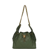 Chanel Small 25 Hobo Bag Khaki Caviar Antique Gold Hardware