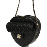 Chanel CC In Love Large Heart Bag with Chain Black Lambskin Light Gold Hardware