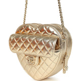 Chanel CC In Love Large Heart Bag with Chain Gold Metallic Lambskin Light Gold Hardware