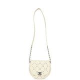 Pre-owned Chanel Perforated Messenger Bag White Caviar Silver Hardware