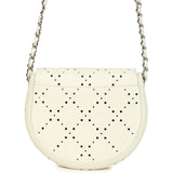 Pre-owned Chanel Perforated Messenger Bag White Caviar Silver Hardware