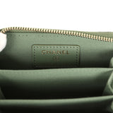 Chanel Classic Zipped Coin Purse Wallet Khaki Shiny Caviar Light Gold Hardware