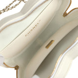 Chanel CC In Love Large Heart Bag with Chain White Lambskin Light Gold Hardware