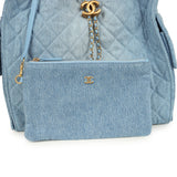 Chanel Medium 25 Hobo Bag Light Blue Washed Denim Antique Gold Hardware
