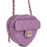 Chanel CC In Love Small Heart Bag with Chain Purple Lambskin Light Gold Hardware