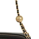 Chanel Mini Pearl Crush Clutch Bag with Chain Black Lambskin Antique Gold Hardware