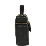 Chanel Top Handle Slim Vanity Case with Chain Black Shiny Caviar Light Gold Hardware