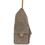 Chanel Medium 25 Hobo Bag Dark Grey Suede Antique Gold Hardware