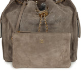 Chanel Medium 25 Hobo Bag Dark Grey Suede Antique Gold Hardware