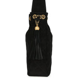 Chanel Large Drawstring Bucket Bag Black Suede Gold Hardware