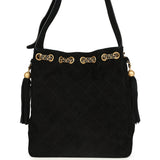 Chanel Large Drawstring Bucket Bag Black Suede Gold Hardware