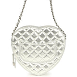 Chanel CC In Love Large Heart Bag with Chain Silver Metallic Lambskin Silver Hardware