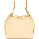 Chanel Medium 25 Hobo Bag Light Beige Caviar Antique Gold Hardware