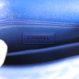 Chanel Mini Coco Top Handle Flap Bag Dark Blue Shiny Caviar Light Gold Hardware