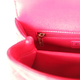 Chanel Mini Coco Top Handle Flap Bag Dark Red Shiny Caviar and Burgundy Lizard Light Gold Hardware