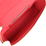 Chanel Top Handle Long Vanity Case with Chain Red Shiny Caviar Light Gold Hardware