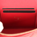 Chanel Top Handle Long Vanity Case with Chain Red Shiny Caviar Light Gold Hardware