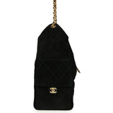 Chanel Medium 25 Hobo Bag Black Suede Antique Gold Hardware