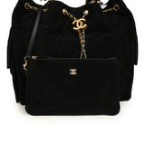 Chanel Medium 25 Hobo Bag Black Suede Antique Gold Hardware