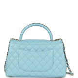 Chanel Small Coco Top Handle Flap Bag Light Blue Shiny Caviar Light Gold Hardware