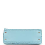 Chanel Small Coco Top Handle Flap Bag Light Blue Shiny Caviar Light Gold Hardware