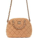 Chanel Small Coco Crossbody Bag Light Brown Shearling Light Gold Hardware