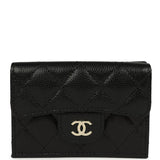 Chanel Small Classic Flap Wallet Black Shiny Caviar Light Gold Hardware