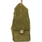 Chanel Medium 25 Hobo Bag Khaki Suede Antique Gold Hardware