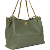 Chanel Small Coco Hobo Bag Khaki Calfskin Antique Gold Hardware