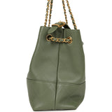 Chanel Small Coco Hobo Bag Khaki Calfskin Antique Gold Hardware
