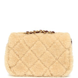 Chanel Mini Shearling Flap Bag Brown Lambskin Brushed Gold Hardware