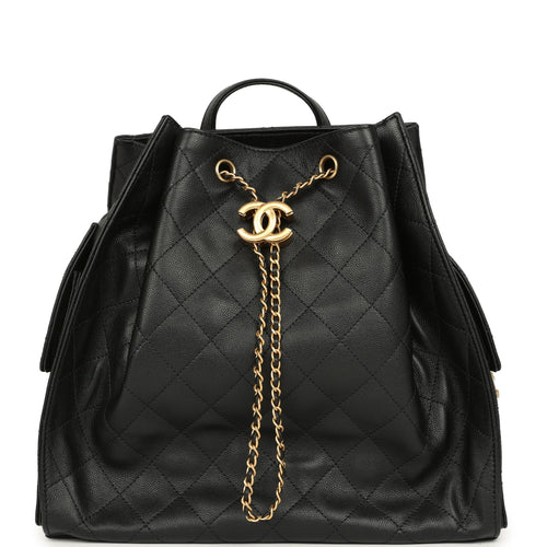 Chanel Large 25 Backpack Black Caviar Antique Gold Hardware