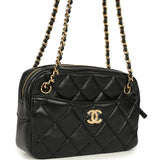 Chanel Mini Camera Case Bag Black Shiny Lambskin Gold Hardware