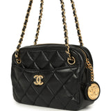 Chanel Mini Camera Case Bag Black Shiny Lambskin Gold Hardware