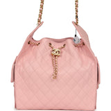 Chanel Medium 25 Hobo Bag Light Pink Caviar Antique Gold Hardware