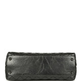 Chanel Small Coco Top Handle Flap Bag Dark Grey Crumpled Calfskin Black Hardware