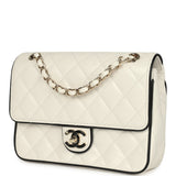 Chanel Small Graphic Frame Flap Bag White and Black Lambskin Light Gold Hardware