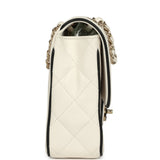 Chanel Small Graphic Frame Flap Bag White and Black Lambskin Light Gold Hardware