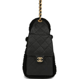 Chanel Small 25 Hobo Bag Black Crumpled Sheepskin and Shearling Antique Gold Hardware