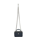 Chanel Small Top Handle Vanity Case Navy & Light Blue Lambskin Light Gold Hardware